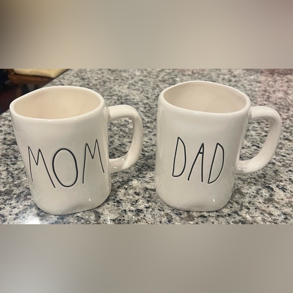 Rae Dunn Other - Rae Dunn White & Black Mom & Dad Coffee Mug Bundle EUC! Farmhouse Minimalist